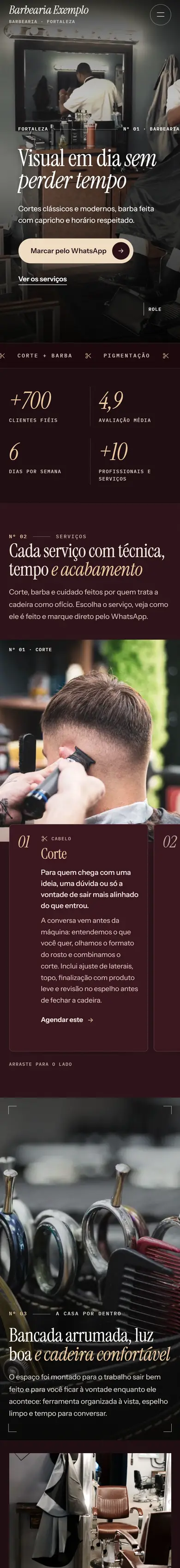 O mesmo modelo de Barbearia, no celular